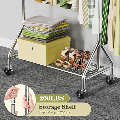 Clothes Rack Load 450 LBS, Heavy Duty Garment Rack, Standing Rolling Metal - Image 3