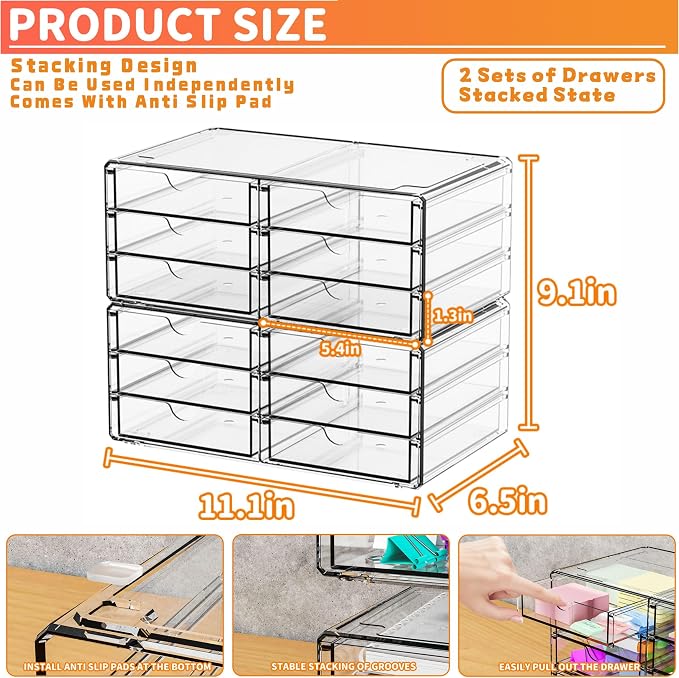 2 Pack Acrylic Storage Drawers - Image 2