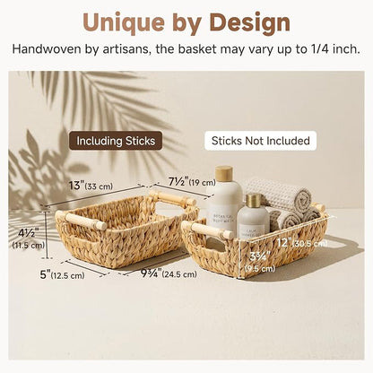 StorageWorks Hand-Woven Small Wicker Baskets, Water Hyacinth Storage Baskets - Image 3