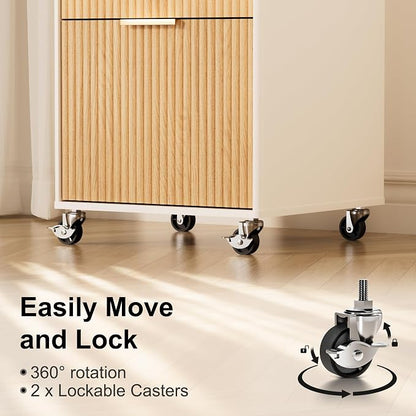 3 Drawers Fluted Mobile File Cabinet - Image 5
