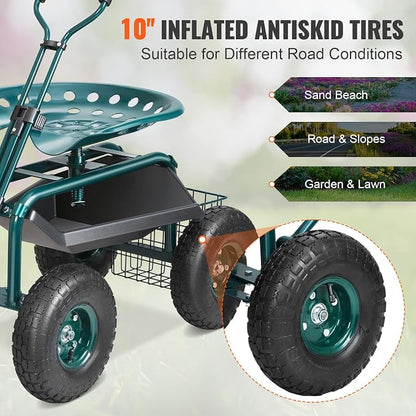 VEVOR Garden Cart Rolling Workseat - Image 4