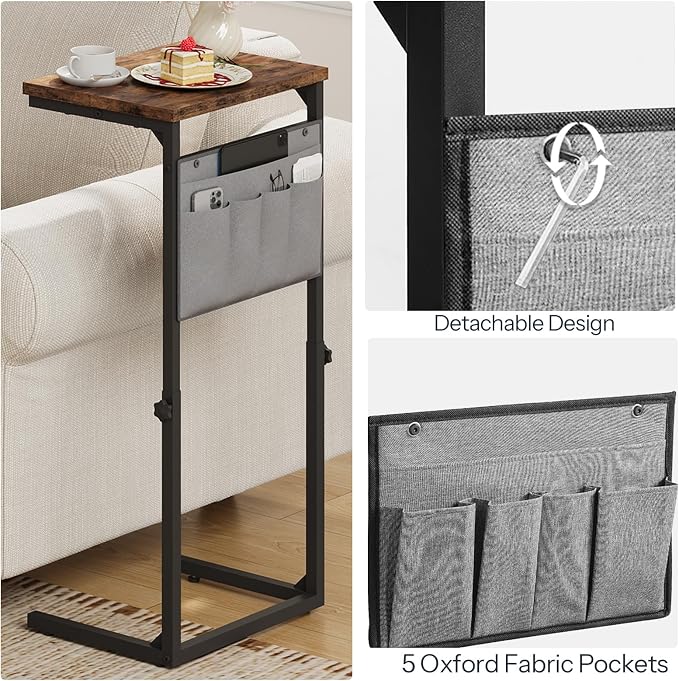 HOOBRO C Shaped End Table, 29.5’’ Adjustable Height Side Table - Image 9