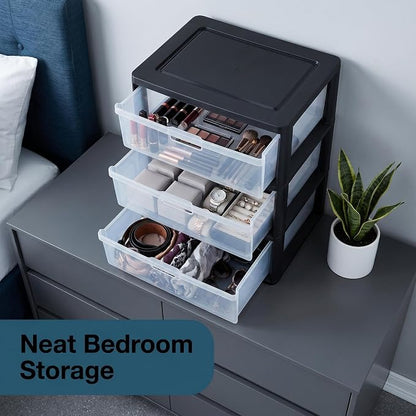 Wide 3 Drawer Tower, Plastic Storage Drawers - Image 9