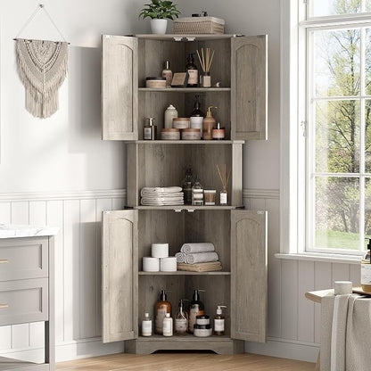 Maupvit Tall Corner Cabinet, Farmhouse Corner Storage Cabinet - Image 7