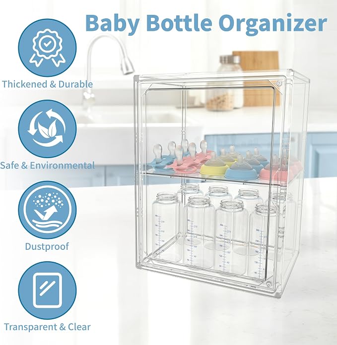 Baby Bottle Organizer, 3 Tiers Adjustable Bottle Storage Container - Image 6