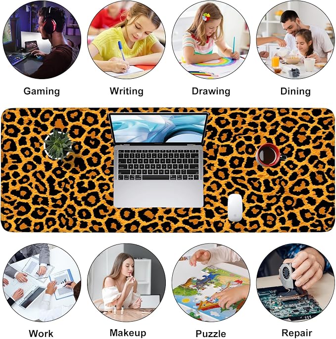 Leopard Print Mouse Pad – Large Extended Desk Mat 31.5 x 11.8 in– Bold Cheetah - Image 9