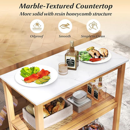 Goplus Patio Wooden Sideboard, 3-Tier Acacia Outdoor Kitchen Buffet Organizer - Image 5