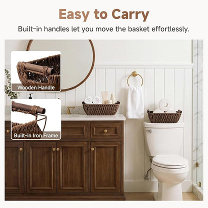 StorageWorks Handwoven Small Wicker Baskets, Round Paper Rope Storage Baskets - Image 4
