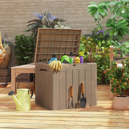 Patiolife 30 Gallon Resin Deck Box, Small Outdoor Storage - Image 3