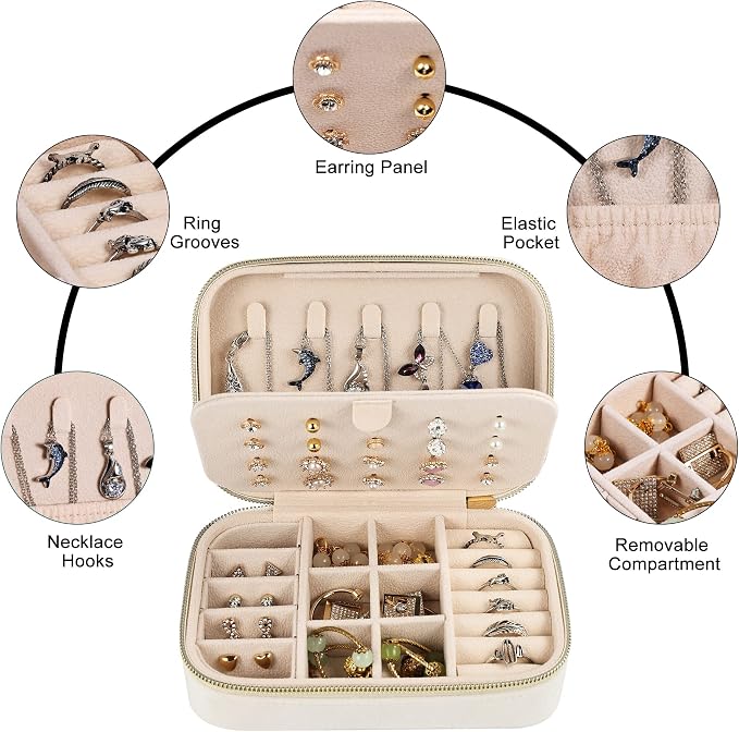 Dajasan Velvet Travel Jewelry Boxes, Small Travel Jewelry Case, Portable Travel - Image 3