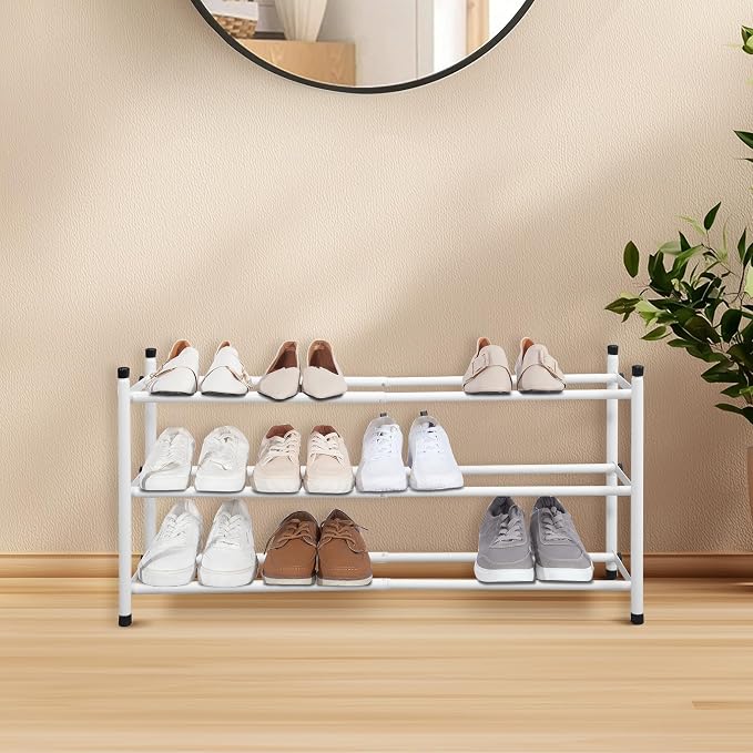 STORAGE MANIAC Expandable Shoe Rack, 12 Pairs Stackable Small Shoe Rack - Image 8