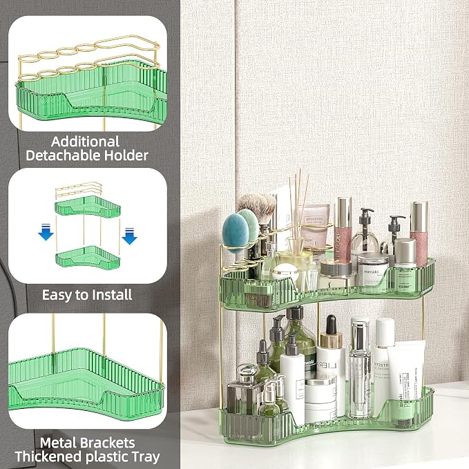 2 Tier Corner Bathroom Organizer Countertop, Vanity Makeup Organizer - Image 5
