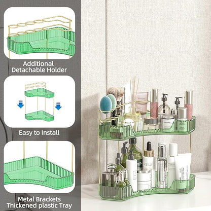 2 Tier Corner Bathroom Organizer Countertop, Vanity Makeup Organizer - Image 5