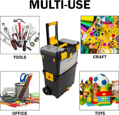 Rolling Tool Box with Wheels, Foldable Comfort Handle, and Removable Top – - Image 6