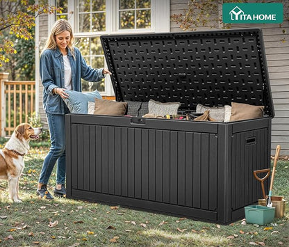 YITAHOME 320 Gallon Extra Large Deck Box, Double-Wall Resin Outdoor Storage Box - Image 9