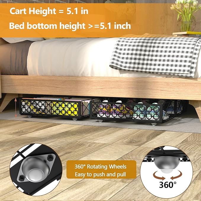 NADAMOO Under Bed Storage with Wheels, 2 Pack Rolling Under Bed Storage - Image 3