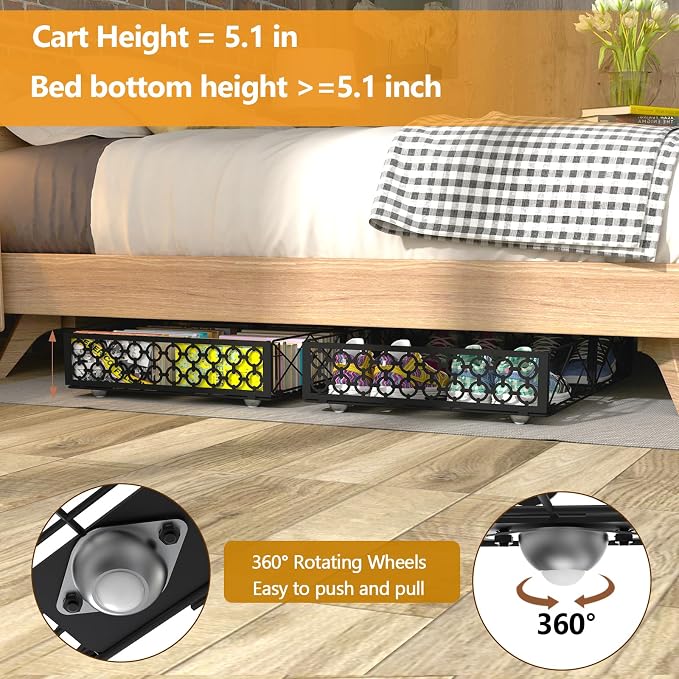 NADAMOO Under Bed Storage with Wheels, 1 Pack Rolling Under Bed Storage - Image 3