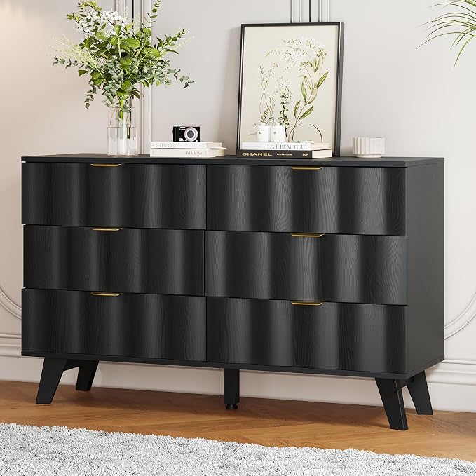 6 Drawer Dresser, Modern Fluted Storage Dresser - Image 4