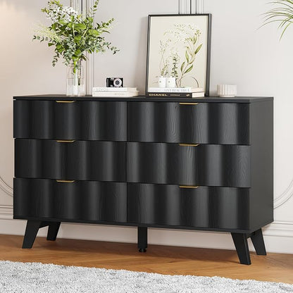 6 Drawer Dresser, Modern Fluted Storage Dresser - Image 4