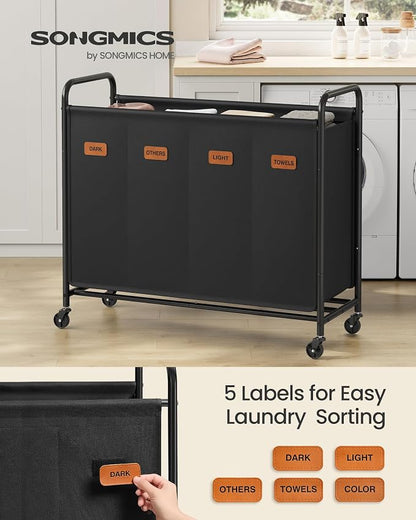 SONGMICS 4-Section Laundry Sorter, Laundry Hamper - Image 2