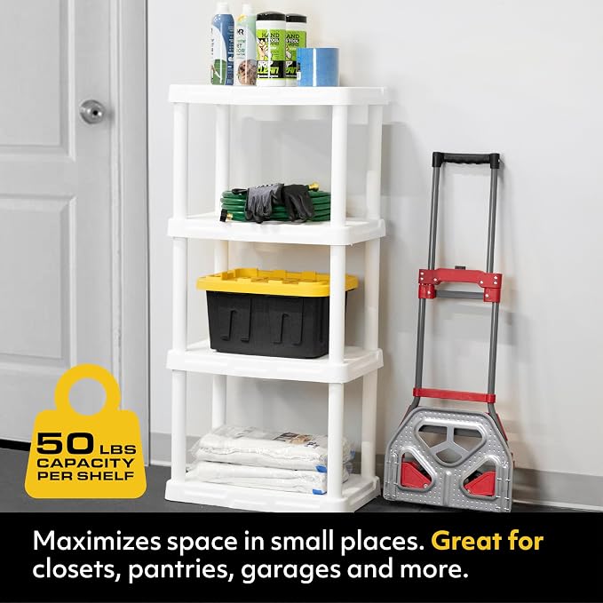 CENTREX 4-Tier Light Duty Plastic Storage Shelves, 50lbs/shelf | Plastic - Image 3