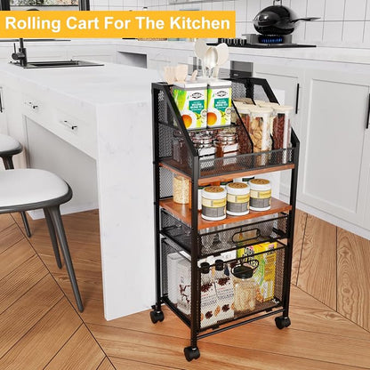 Rolling File Cart with 2 Storage Drawers Multipurpose Book Letter Organizer - Image 7