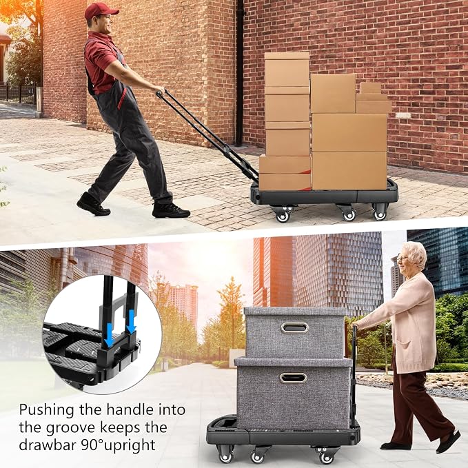 Voipvvii Folding Hand Truck 500lbs, Portable Heavy Duty Dolly Cart, 6 Wheels - Image 6