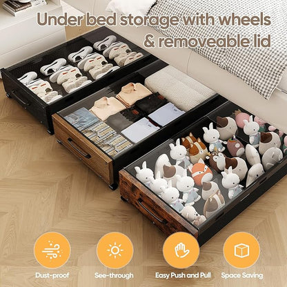 KITHELP Wooden Under Bed Storage - Image 6