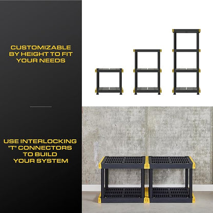 BLACK & YELLOW 4-Tier Heavy Duty Plastic Storage Shelving Unit, 100lbs/shelf - Image 7