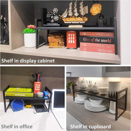 2 Pack Expandable Cabinet Shelf Organizer 16-26" L Stackable Kitchen Counter - Image 4