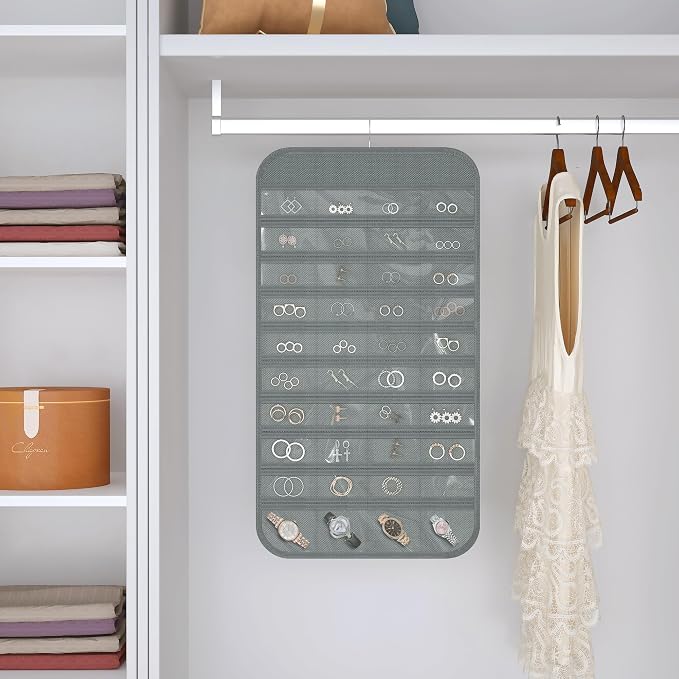 Hanging Jewelry Organizer Storage, 40 Pockets 36 Hooks Necklace Earring - Image 5