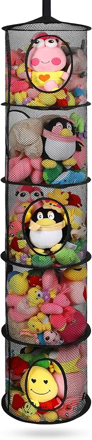 Hanging Stuffed Animal Storage Hammock Net 5 Tiers, Holds Plushies, Foldable by coastalrose