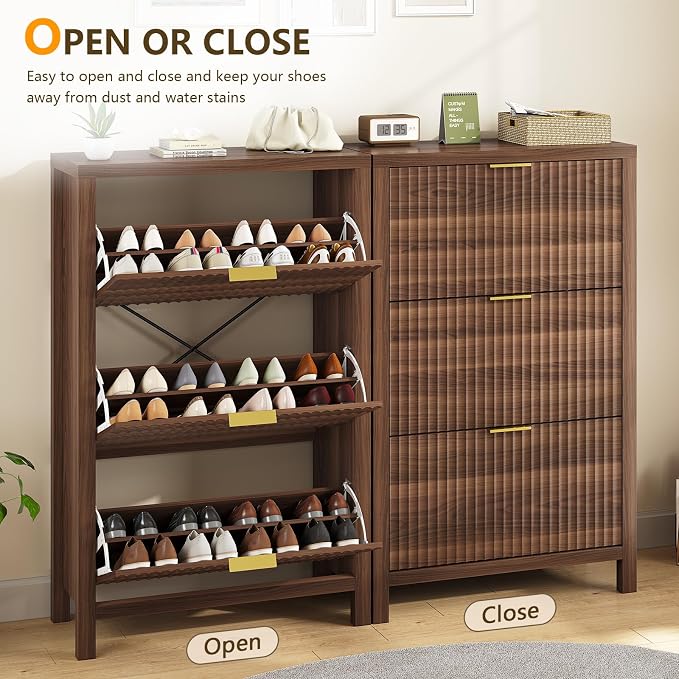 32" Fluted Shoe Cabinet Storage - Image 7