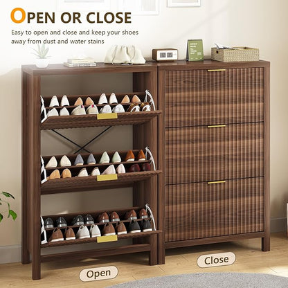 32" Fluted Shoe Cabinet Storage - Image 7