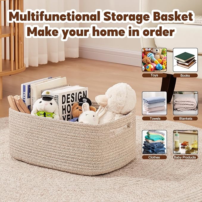OIAHOMY Storage Basket for Shelves, Closet Cube Storage Bins Baskets for - Image 4