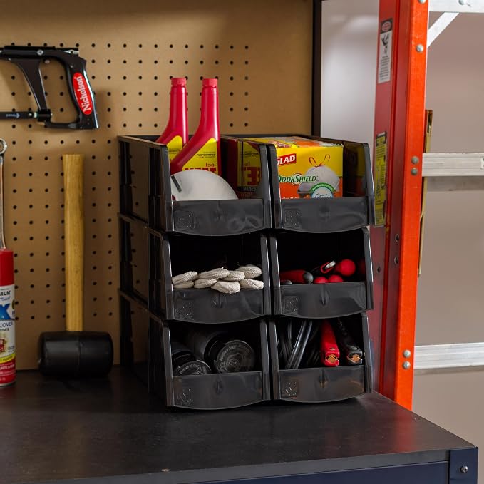IRIS USA Large Stackable Storage Bins, |Made in USA|, Plastic Open Front Shelf - Image 10