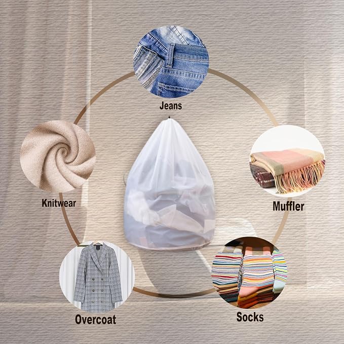 Extra Large Mesh Laundry Bags Washing Bag 2Pack Delicates Bag and Pull net - Image 2