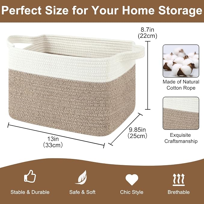 Storage Basket for Organizing, Woven Baskets for Storage, Rectangle Decorative - Image 2