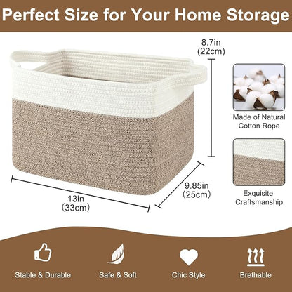 Storage Basket for Organizing, Woven Baskets for Storage, Rectangle Decorative - Image 2