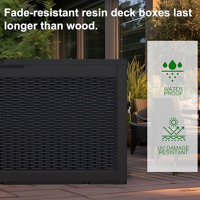 120 Gallon Outdoor Deck Box, Storage Lockable Waterproof Patio Furniture - Image 5