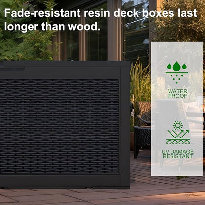 PatioZen 120 Gallon Deck Box Outdoor, Weatherproof Resin Patio Storage Box - Image 7