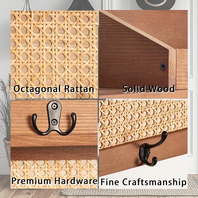 Coat Rack Wall Mount with Hooks & Shelf - Image 6