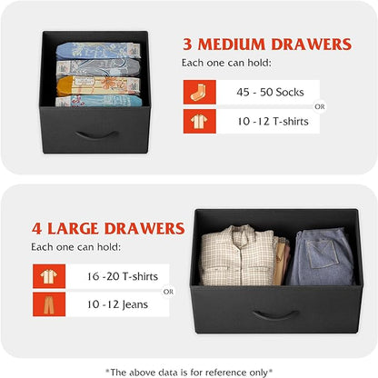 WLIVE Dresser for Bedroom, 7 Drawers, TV Stand, Rustic Brown | 7 roomy fabric - Image 5