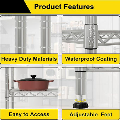 GIOTORENT 8-Wire Garage Shelving Storage Shelves, Kitchen Storage Adjustable - Image 6