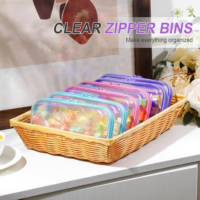 Sanwuta 6 Pcs Clear Hard Zipper Case Hard Plastic Zipper Pouches Transparent - Image 5