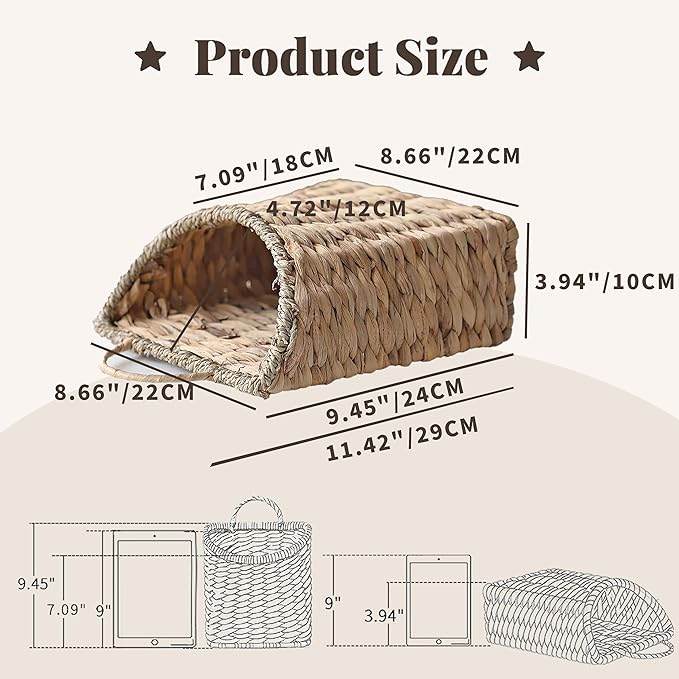 GYASVWU Woven Hanging Basket Water Hyacinth Hanging Wall Basket Wicker Handmade - Image 3