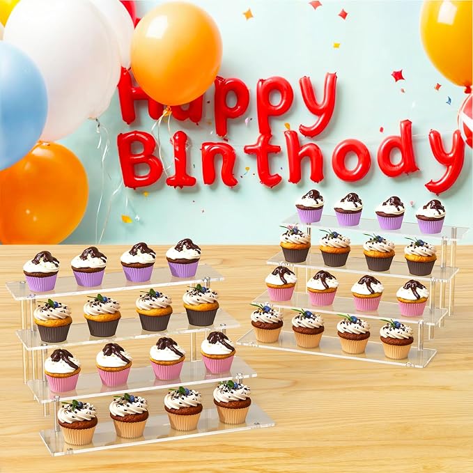 4 Tier Acrylic Display Risers, Large Cupcake Stand Holder, Dessert Display - Image 4