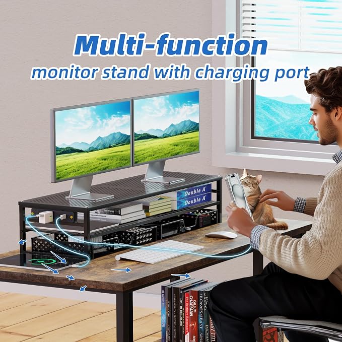 Simple Trending 2 Tier Metal Monitor Stand Riser - Image 6