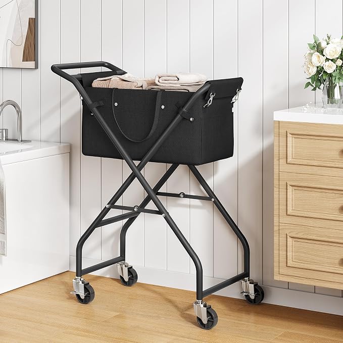 No-Bend Laundry Cart- Rolling Hamper - Image 11
