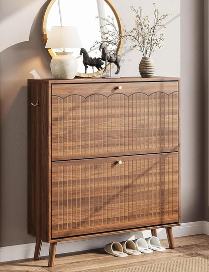 Nicetree Mid-Century Modern Slim Shoe Cabinet by Nicetree